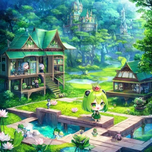 森と池とお家のある箱庭