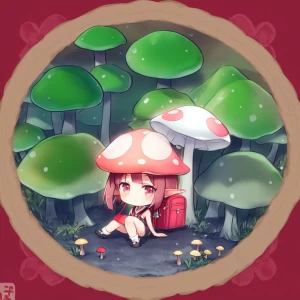 ランドセル背負ったきのこの妖精さん