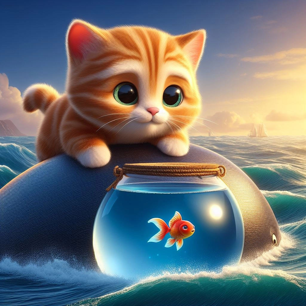 金魚鉢を持ったネコが巨鯨と旅するアドベンチャー。