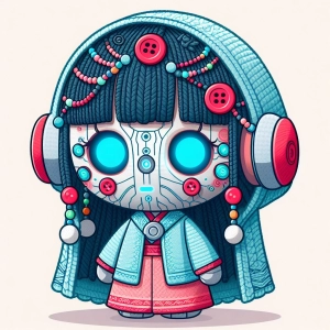 ボタンを活かした人形のアイディア