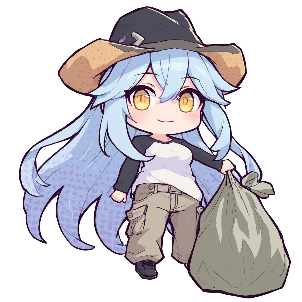 ゴミ袋をもった女の子