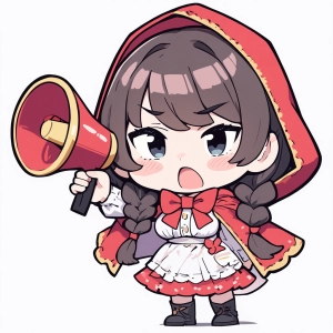 メガホンを持った赤ずきん